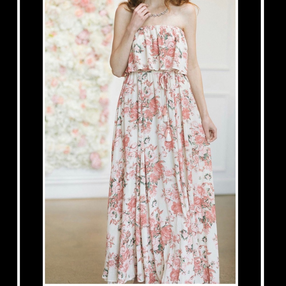 Floral Strapless Maxi Dress